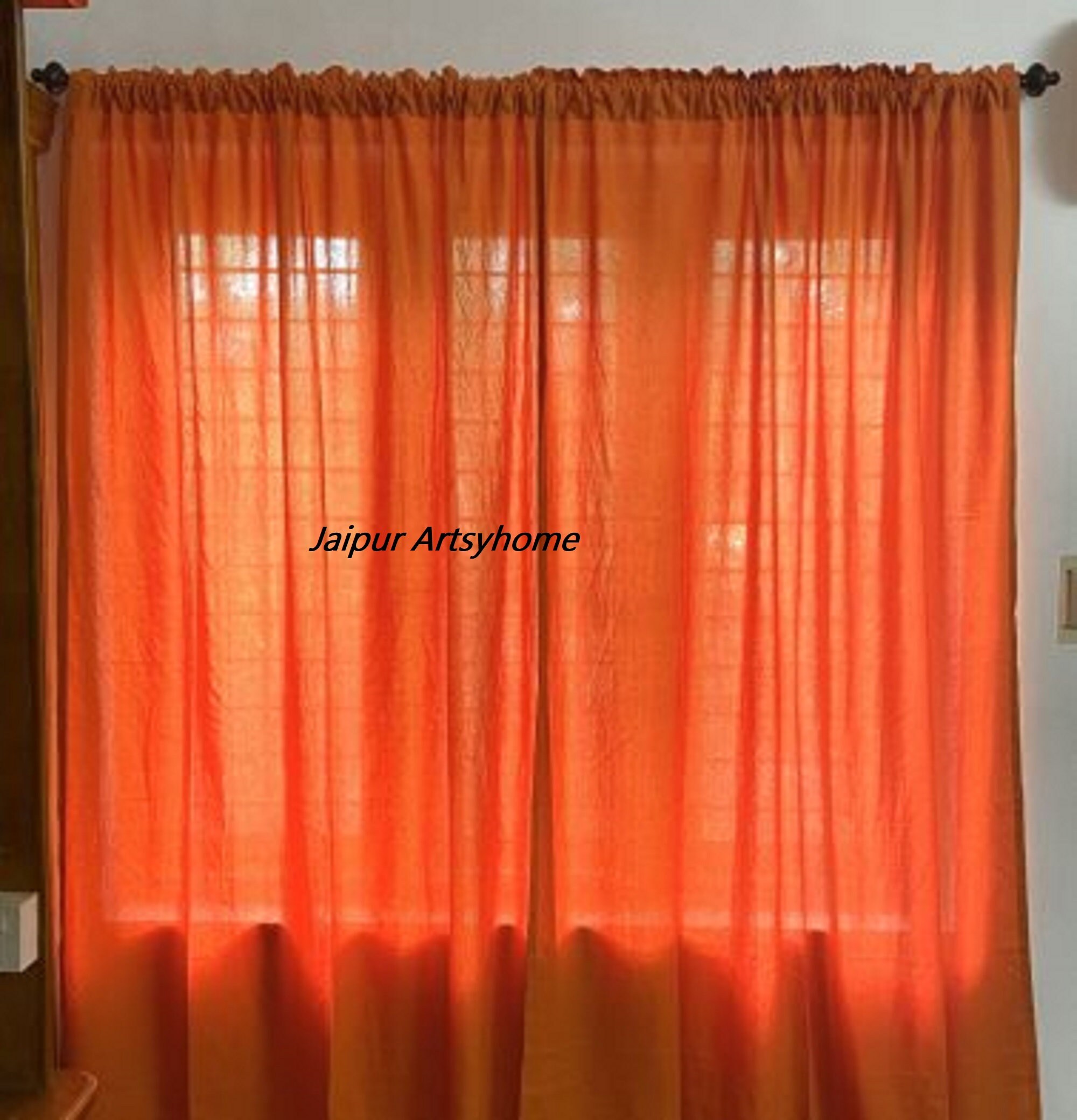 Brunt Orange Linen Curtain Window Curtain Boho Curtain Etsy