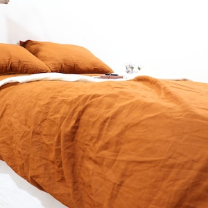 Handmade Cinnamon Cotton Duvet Cover with Pillow Cover - Button Closure