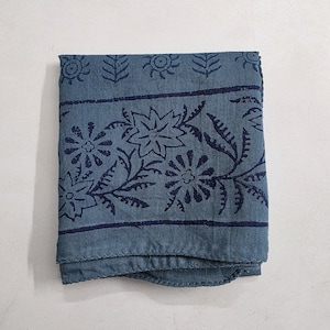 Hand Block Print Cotton Bandana Blue Floral Bandana Scarf 100% Cotton Head Scarf Boho Neck Scarf Cowboy Bandana Gift for Her image 6