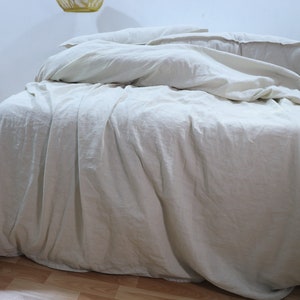 Natural Linen Duvet Cover Set: Stonewashed Linen Bedding with Pillow Covers