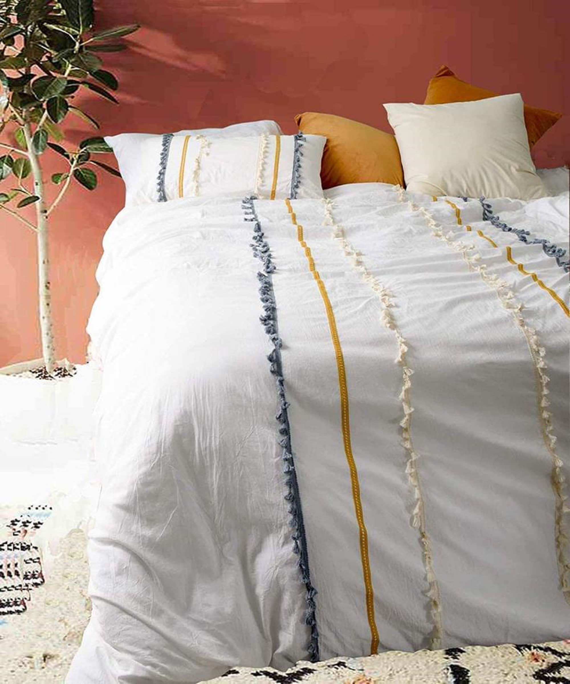 Cotton Tassel Duvet Cover Set Queen Boho Duvet Cover Full Etsy
