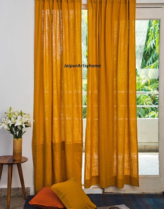 Yellow Mustard Color Living Room Curtain Bedroom Modern Rustic Etsy