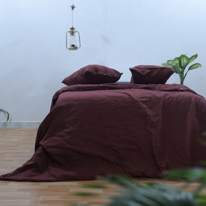 Stonewashed Cotton Duvet Cover, Raspberry