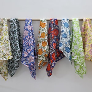 Hand Block Printed Cotton Napkin Set: Assorted Boho Table Decor