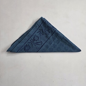 Hand Block Print Cotton Bandana Blue Floral Bandana Scarf 100% Cotton Head Scarf Boho Neck Scarf Cowboy Bandana Gift for Her image 4
