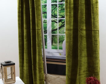 Olive green color Velvet Curtain Bohemian Window Curtain Living Room Curtain Curtain High Quality Extra Large Luxury Cotton Velvet Curtain