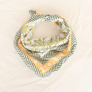 Hand Block Print Cotton Bandana: Paisley Head Wrap, Face Covering