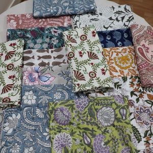 Handmade Assorted 100% Cotton Fabric Napkins, Dinner Napkin Set, Colorful Mix and Match Napkin Set,Washable Napkins for Kitchen & Dining Set