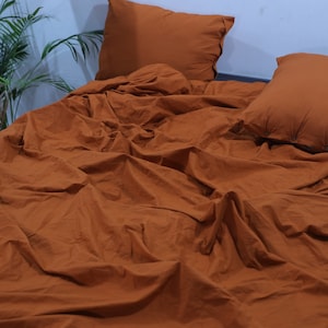 Burnt Orange linen duvet cover softened Stonewashed linen bedding / linen Burnt orange comforter cover / Linen Duvet Cover, Boho duvet Cover