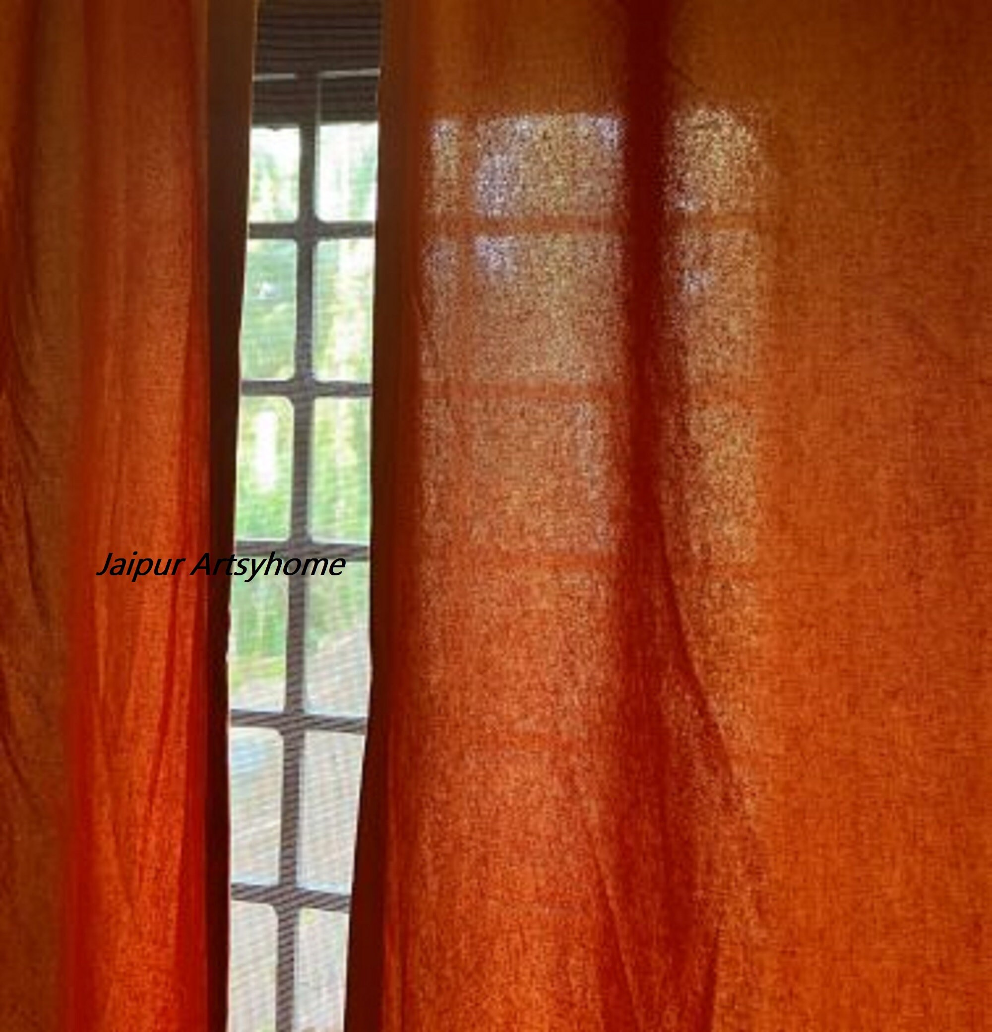 Brunt Orange Linen Curtain Window Curtain Boho Curtain Etsy