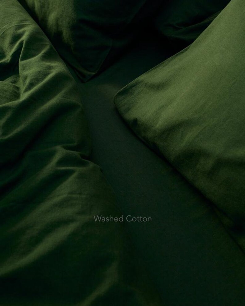 Dark Green Color Cotton Duvet Cover Softened Preshrunk Etsy