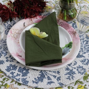 Dark Moss Green Cotton Napkins: Stonewashed Wedding Napkins, Set of 100