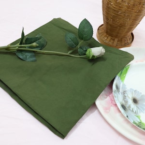 Dark Green Cotton Cloth Napkins: 200 TC Stonewashed Dinner Party Napkins