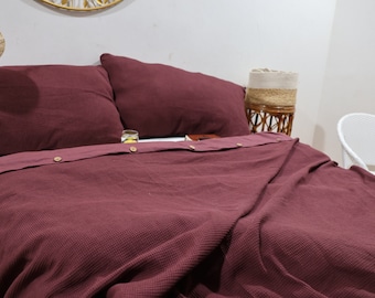 Handmade Cotton Waffle Duvet Cover Set: Soft, Breathable Bedding