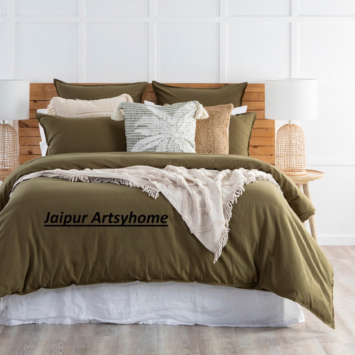 Olive Green Duvet Cover Set 3 pcs 1 Duvet 2 Pillow cases Etsy