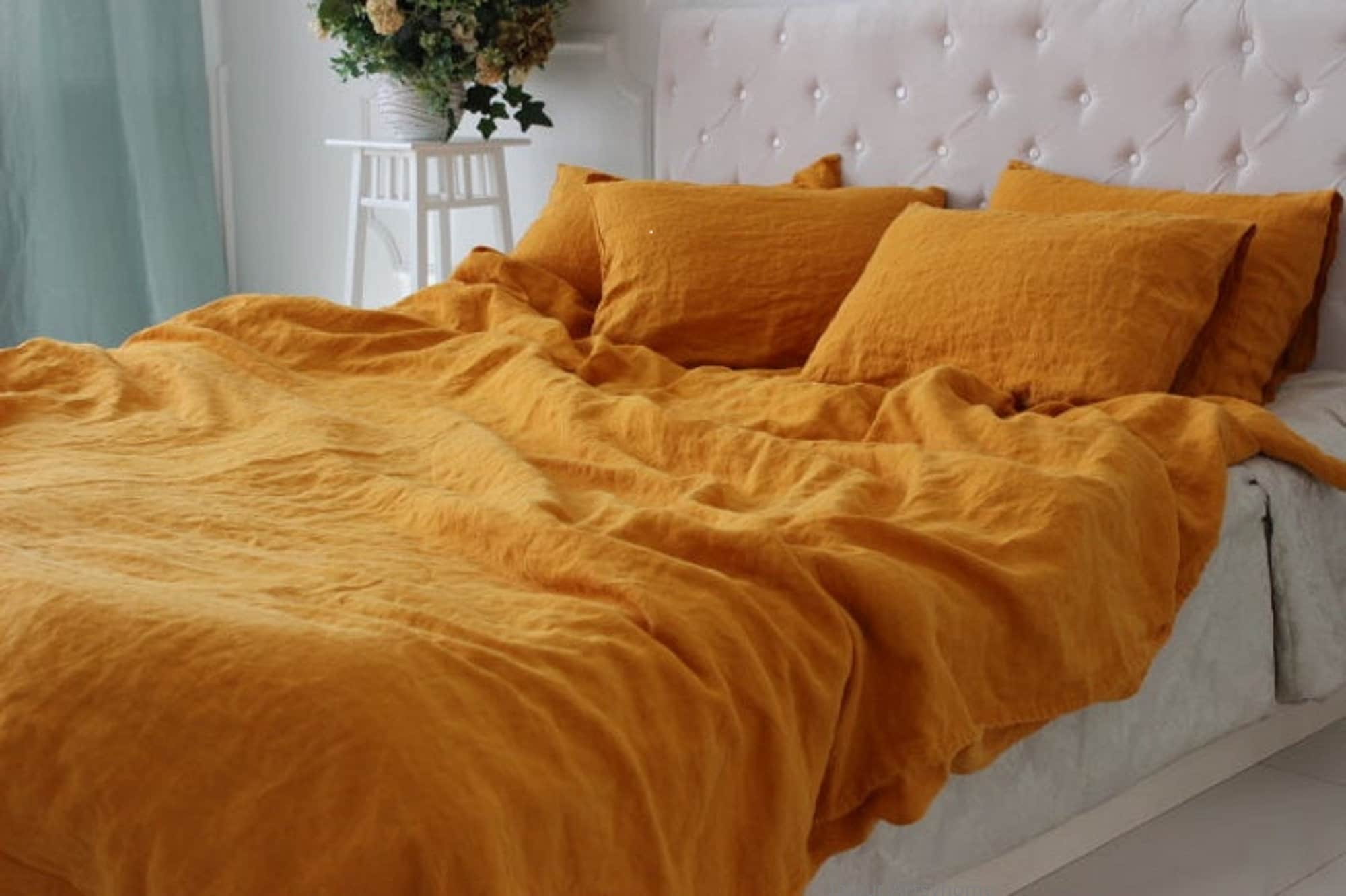 Linen Duvet Cover/ Yellow Mustard Duvet 