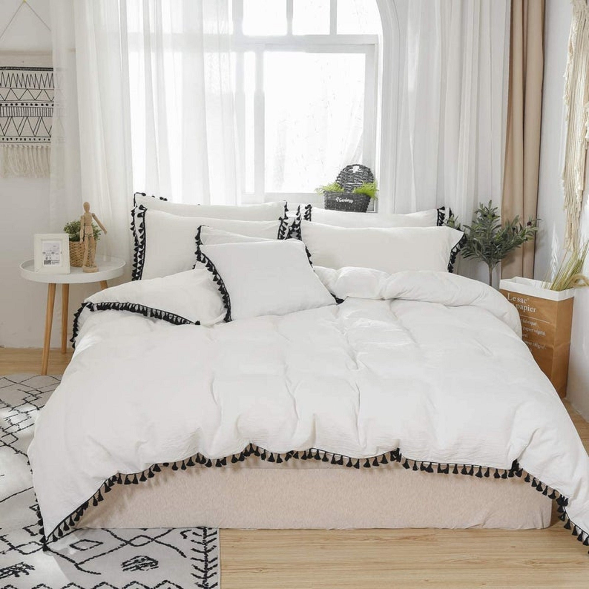 Boho Tufted Duvet Cover White Queen Duvet Set Comforter Etsy