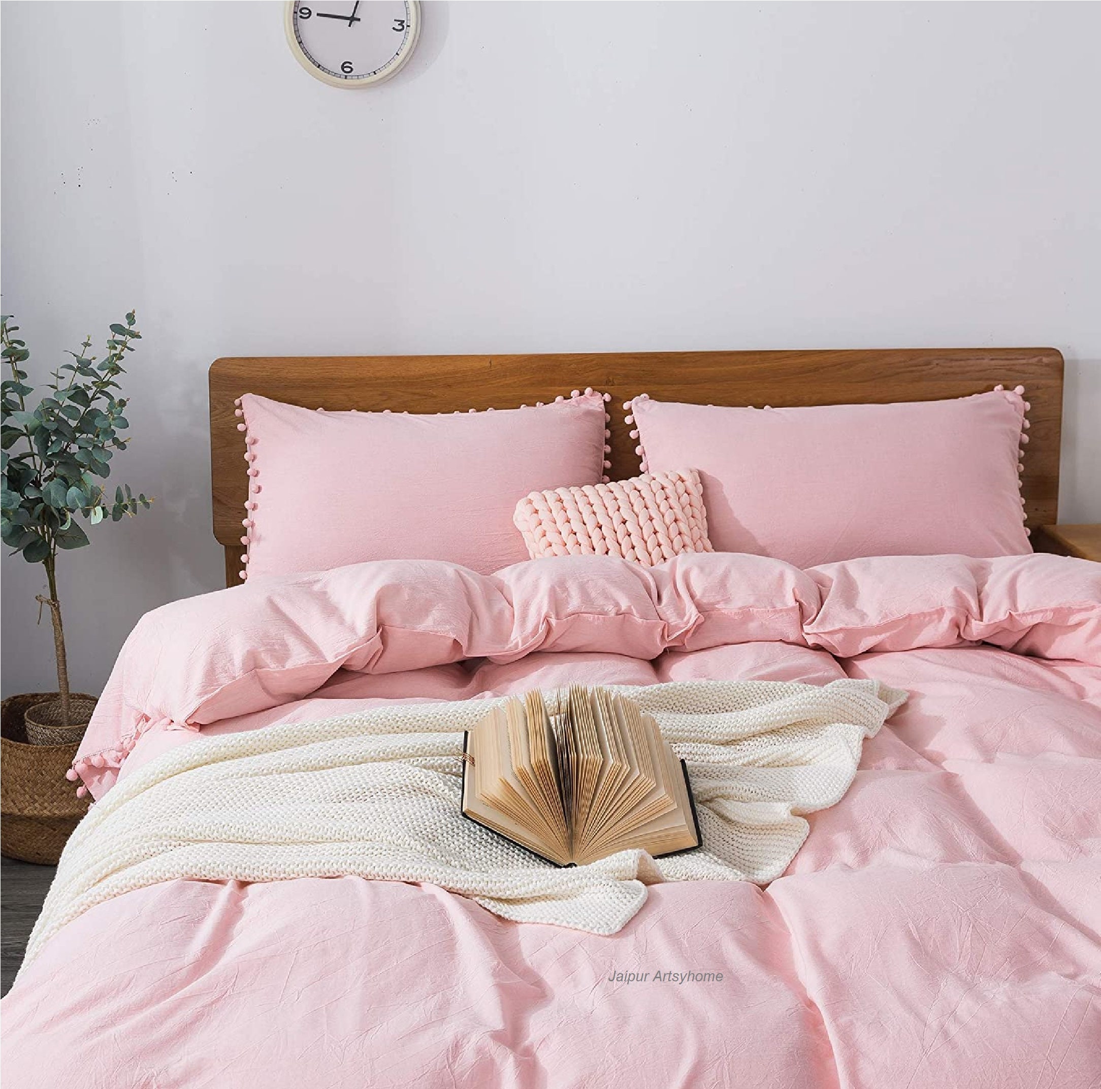 Pink Color and White Pom Pom Cotton 