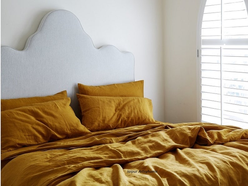 Mustard Color Washed Cotton Duvet Cover With Buttons Mustard Etsy