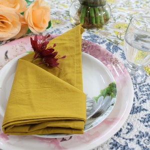 Yellow Mustard Cotton Napkin: Stonewashed Organic Cloth