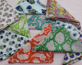 100 Pack Of Assorted Napkin Set, Bohemian Napkin,  Hand Block Printed Napkins, Mix and Match Cotton Table Napkins, Handmade in India Nakins