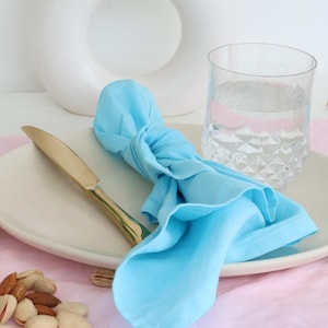 100 Pack Turquoise Cotton Napkins: Stonewashed Cloth Wedding Napkins