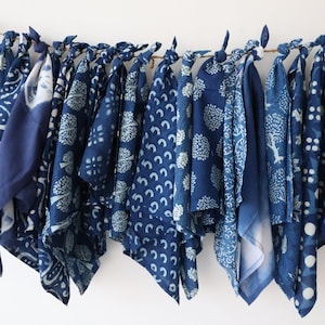50 Pack Indigo Hand Block Printed Cotton Napkins: Bohemian Table Decor