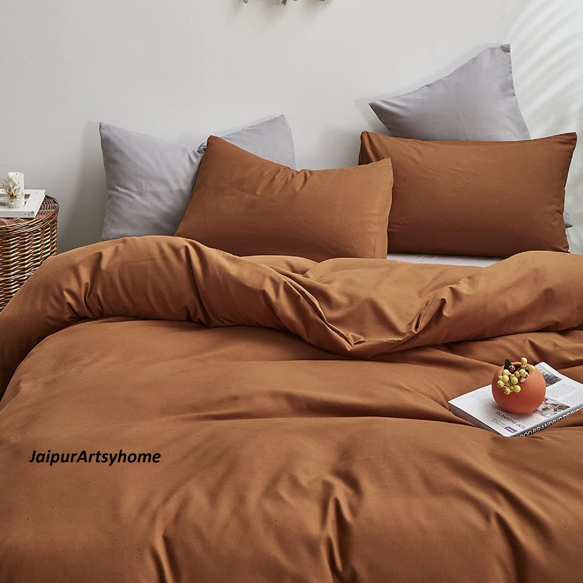 Pumpkin Burnt Orange Linen Duvet Cover Softened Linen Bedding Etsy