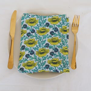 Hand Block Printed Cotton Napkins - Floral Table Decor - Set of 100