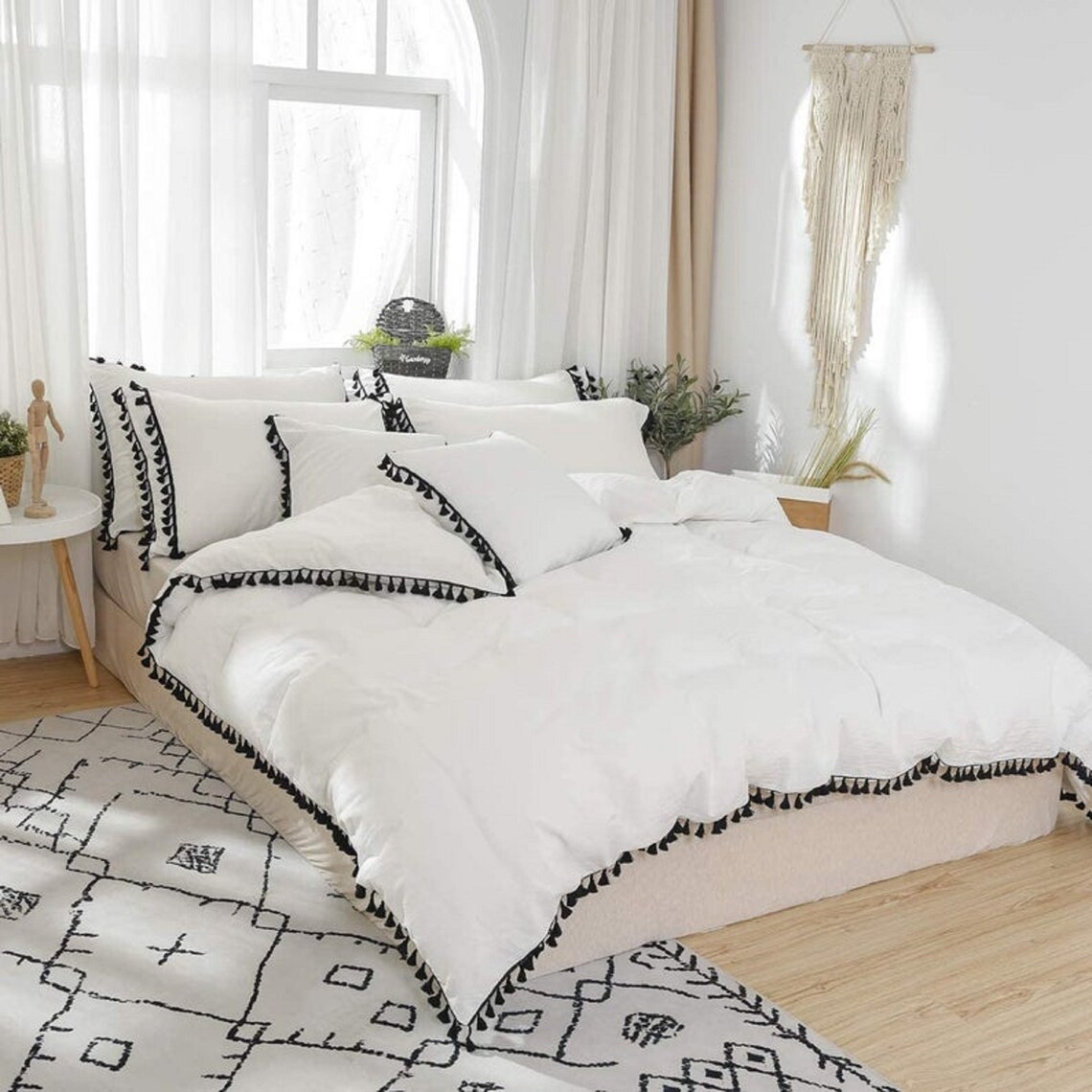 Boho Tufted Duvet Cover White Queen Duvet Set Comforter Etsy