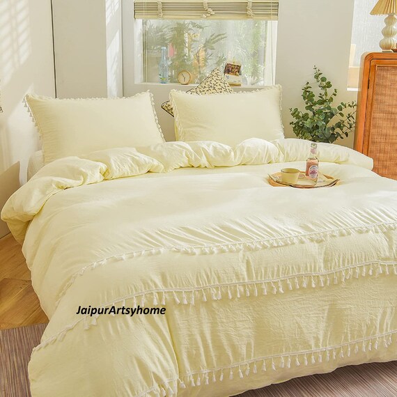 3 Pc Pastel Bedding Set Custard Yellow 