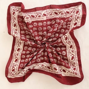 Weinrot Handblock Baumwolle Bandana: Boho Halstuch