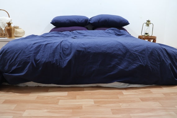 Navy Blue Color 100 Cotton Duvet Cover Boho Duvet Cover King Duvet Cover With Button duvet Cover Twin Full Double Toddler Cotton Bedding Etsy Canada