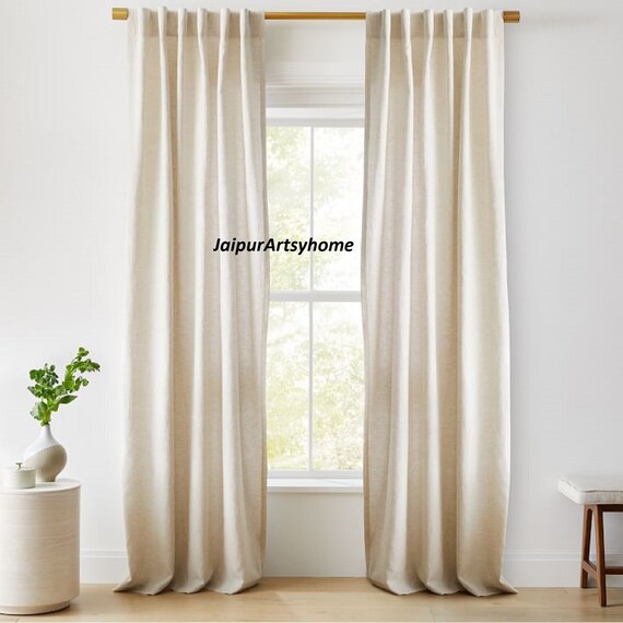 Ivory/ Cream Color Curtain 2 Panels Solid Stonewashed Cotton Etsy