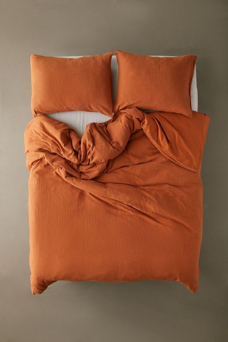 Rust Linen Duvet Cover Linen Bedding Cover Softened Quilt Etsy