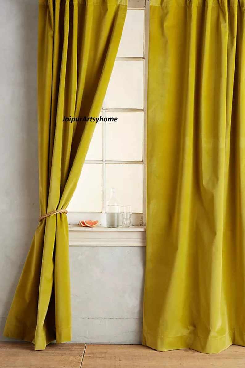 Cotton Velvet Curtains Custom Window Curtain Panels Curtain Etsy