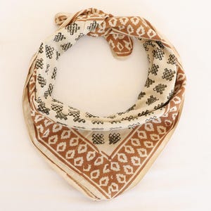 Hand Block Print Cotton Bandana: Bohemian Neck Scarf