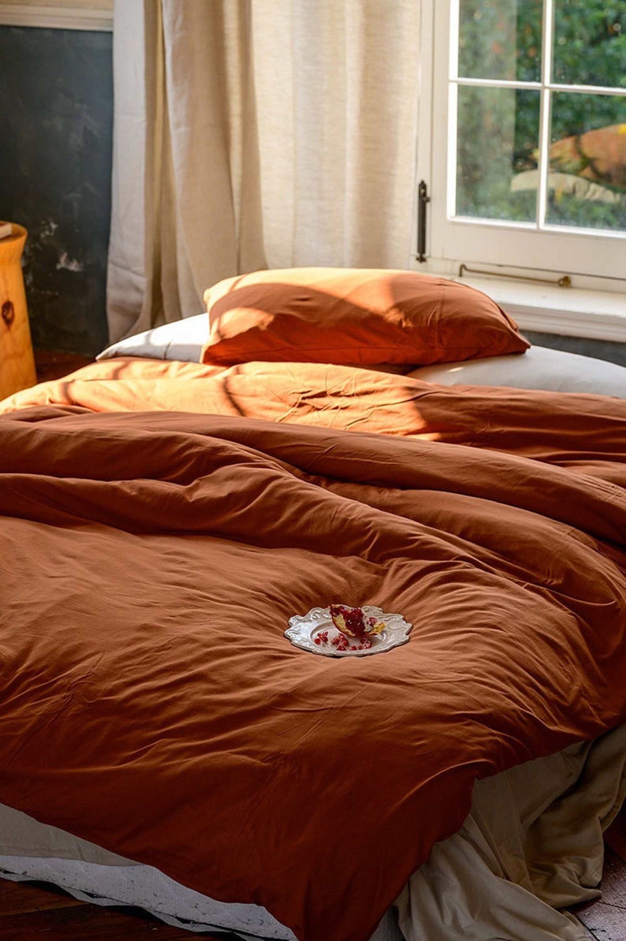 Rust Cinnamon Color Washed Cotton Duvet Cover Duvet Cover Etsy