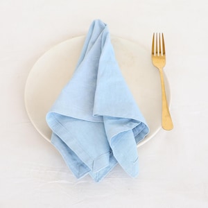100 Pack Dusty Blue Cotton Napkins: Stonewashed Wedding Table Decor
