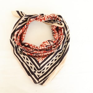 Hand Block Printed Cotton Bandana: Bohemian Neck Scarf