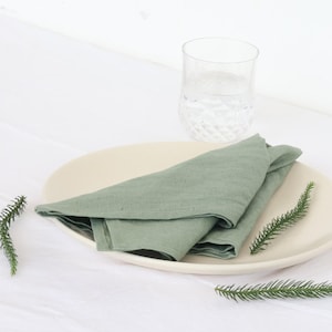 Sage Green Linen Cloth Napkins, Linen napkins for farmhouse table Decor, Sage Green Dinner Napkins, Wedding table napkins, Washable Napkins