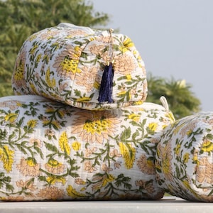 Set da 3 pezzi con stampa a blocchi a mano, borsa per il trucco, borsa a marsupio fatta a mano, borsa per accessori da viaggio, borsa da toeletta con chiusura a cerniera