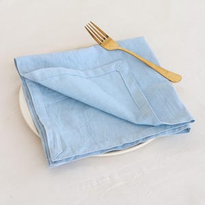 Dusty Blue Linen Napkins (100 Pack): Stonewashed Wedding Table Decor