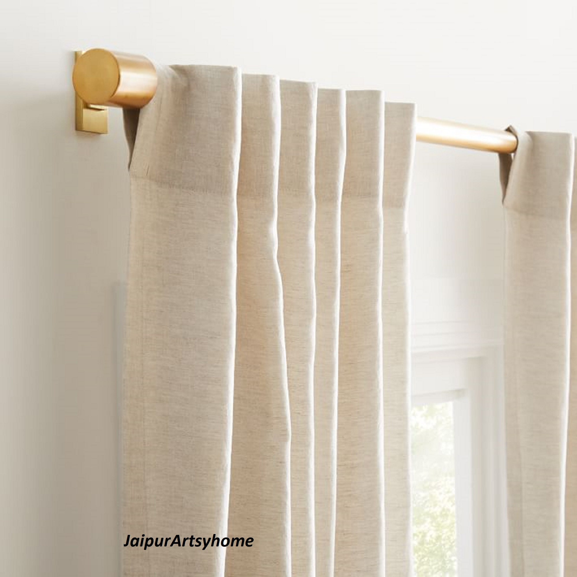 Ivory/ Cream Color Curtain 2 Panels Solid Stonewashed Cotton Etsy