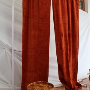 Luxury Cotton Velvet Curtain Rust color Velvet Curtain Bohemian Window Curtain Living Room Curtain Room Curtain High Quality Extra Large image 3