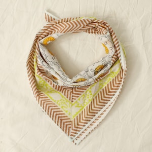 Handblock Print Cotton Bandana: Bohemian Neck Scarf, Extra Large