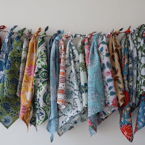 Floral Cotton Napkin Set: Hand Block Printed, Assorted Colors