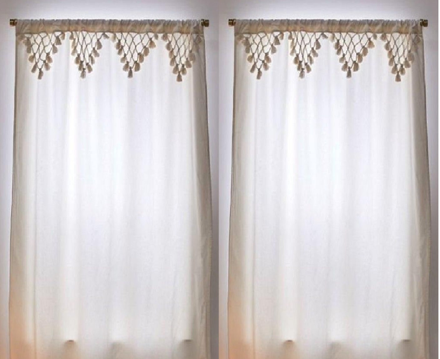 Two Panel Tassels Curtain Fringes Curtain Window Curtain Boho Etsy
