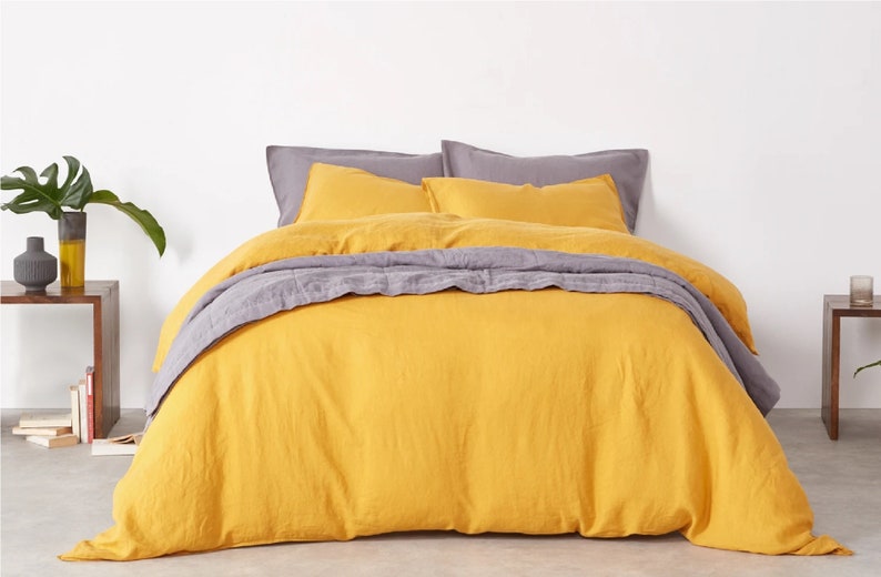 Dark Mustard Color 100 Cotton Duvet Cover Duvet Cover With Etsy