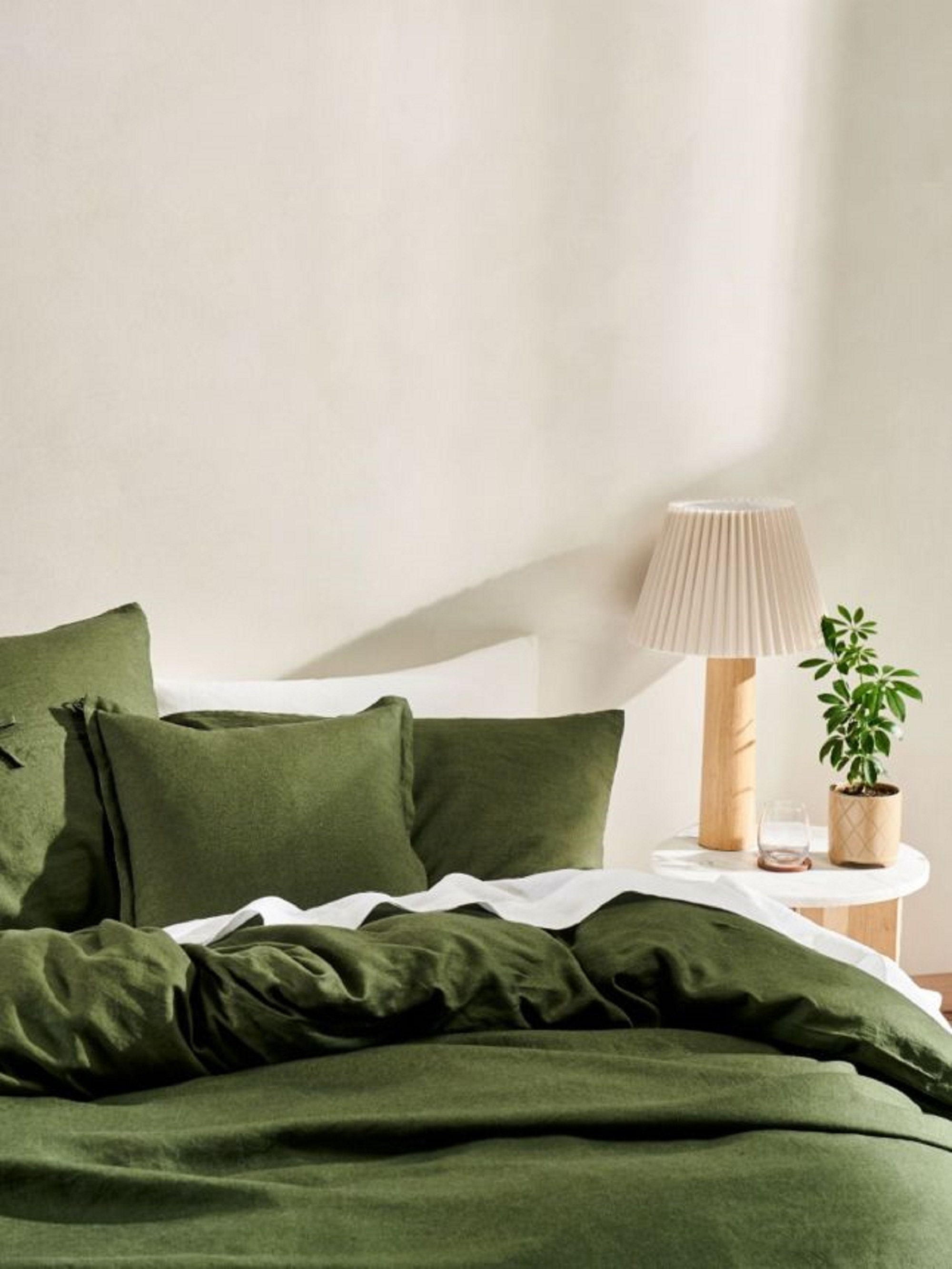 Olive Green Linen Duvet Cover Softened Linen Bedding Set Etsy